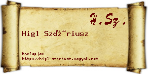 Higl Szíriusz névjegykártya